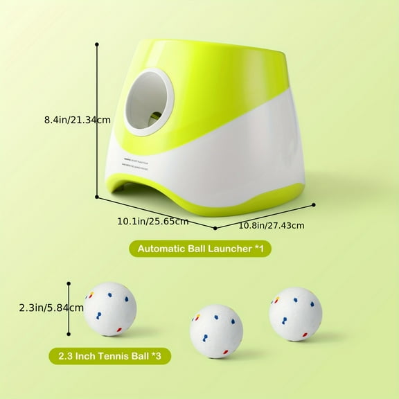 Automatic Dog Ball Launche3Speed Adjustable,3Chew-Proof Tennis Balls Included, Low Voltage Safe <36V, Indoor/Outdoor Ball Thrower for Puppy Training & Play