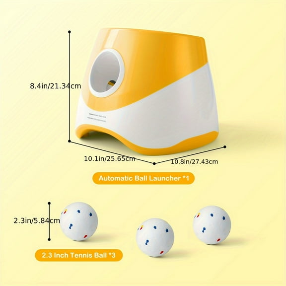 Automatic Dog Ball Launcher with 3-Speed Adjustment and Chew-Proof Balls, Low Voltage Operated, Indoor/Outdoor Training and Play Machine for Puppies and Dogs