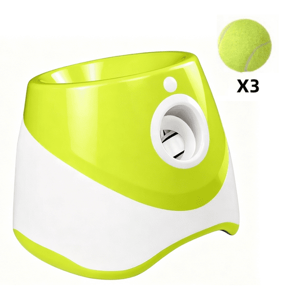 Automatic Dog Ball Launcher, Dog Ball Thrower with 3 Launching Distance, Interactive Dog Toys for Small & Medium Dogs Indoor & Outdoor, 3 Mini Tennis Balls Included, Light Green