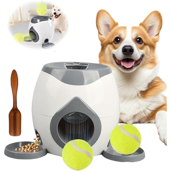 Automatic Dog Ball Launcher, Interactive Fetch Toy for Small to Medium Dogs, Pet Thrower Machine for Indoor & Outdoor Play, 2 Pcs 2-Inch Balls Included