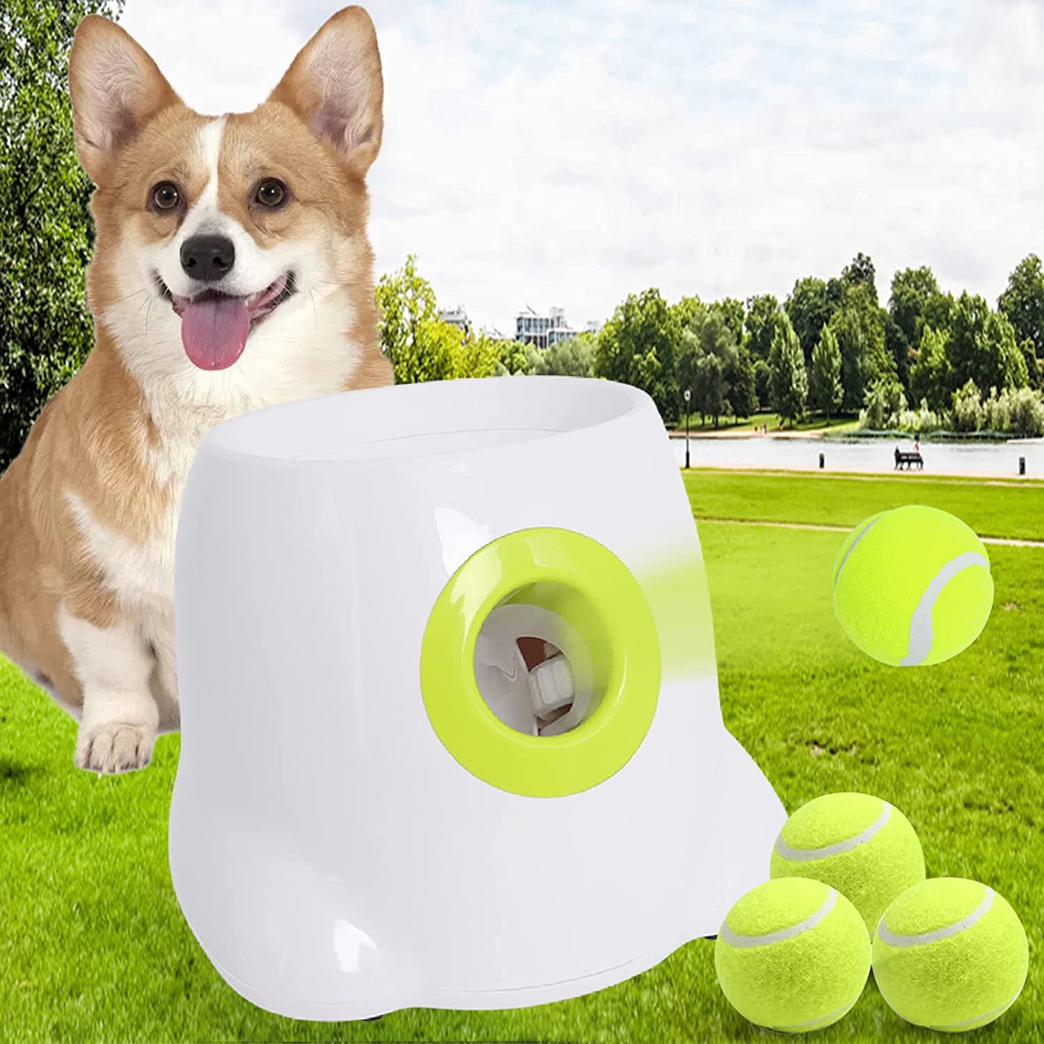 SKIPDAWG Interactive Tennis Balls for Dogs, Squeaky Dog Toy Balls Launcher  Compatible, High Bouncy Dog Tennis Balls 2.5 Inches for Exercise, Safe