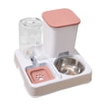 thumbnail image 1 of Automatic Dog Cat Feeder Double Bowl Portable Feeding Station Removable 2 In 1 Feeder And Waterer Set with Freshness Preservation, Ideal for Cats & Dogs Pink, 1 of 4