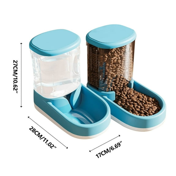 Automatic Dog Cat Feeder and Waterer Set, Pet Food Water Dispenser Kit,Gravity Pet Feeder and Water Dispenser Set,for Indoor Cats and Dogs Daily Feeding(Feeder 1 PC Sky Blue)