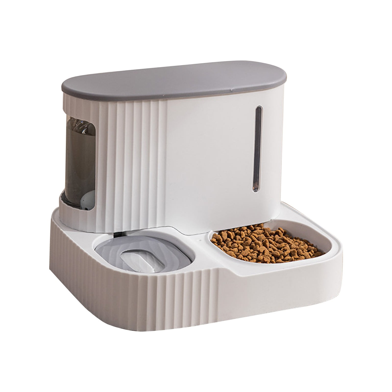 Automatic Dog Feeder Dog Water Dispenser with Integrated Station Flowing Waterer and Non-Wet Mouth for Cats and Dogs Cat Bowls，Gray