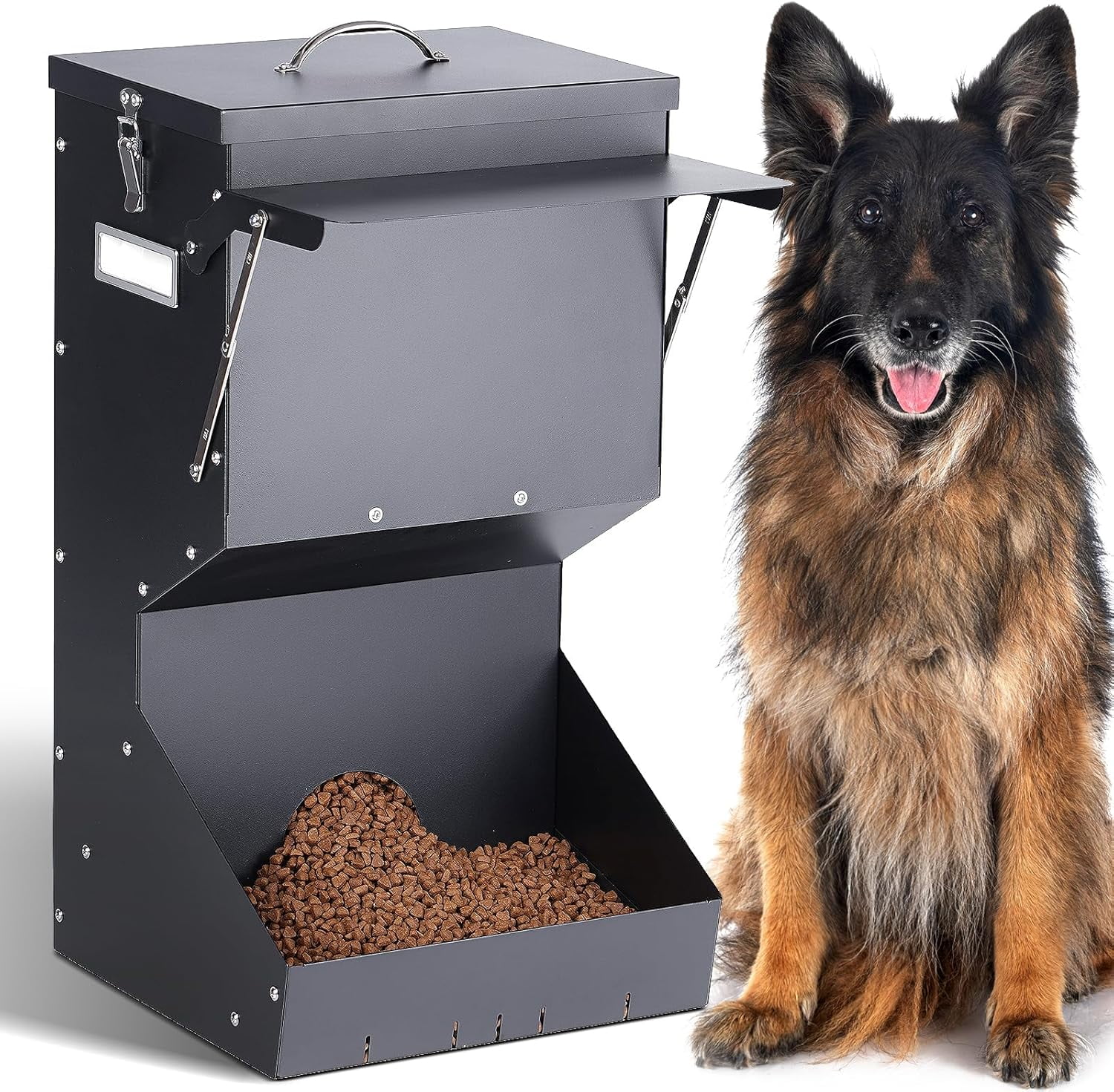 Image showcasing Automatic Dog Feeder Large Breed with Lid, 25 Lbs Outdoor and Intdoor ...