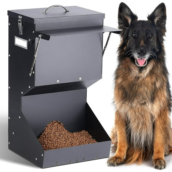 Automatic Dog Feeder Large Breed with Lid, 25 Lbs Outdoor and Intdoor Gravity Dog Feeder and Hanging Self Feeding Dogs Food Dispenser, Automatic Dogs Feeders For Large Dogs, Cats, Deer, Chicks