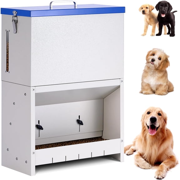 Automatic Dog Feeder Large Breed, Outdoor Dog for Large Dogs, Large Capacity Automatic Gravity Dog Feeder Suitable for Small, Medium, and Large Dog Breeds (Blue)