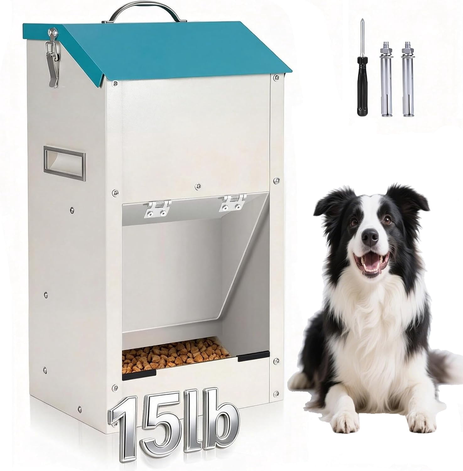 Automatic Dog Feeder Large Breed Outdoor & Indoor Galvanized Dog Food ...