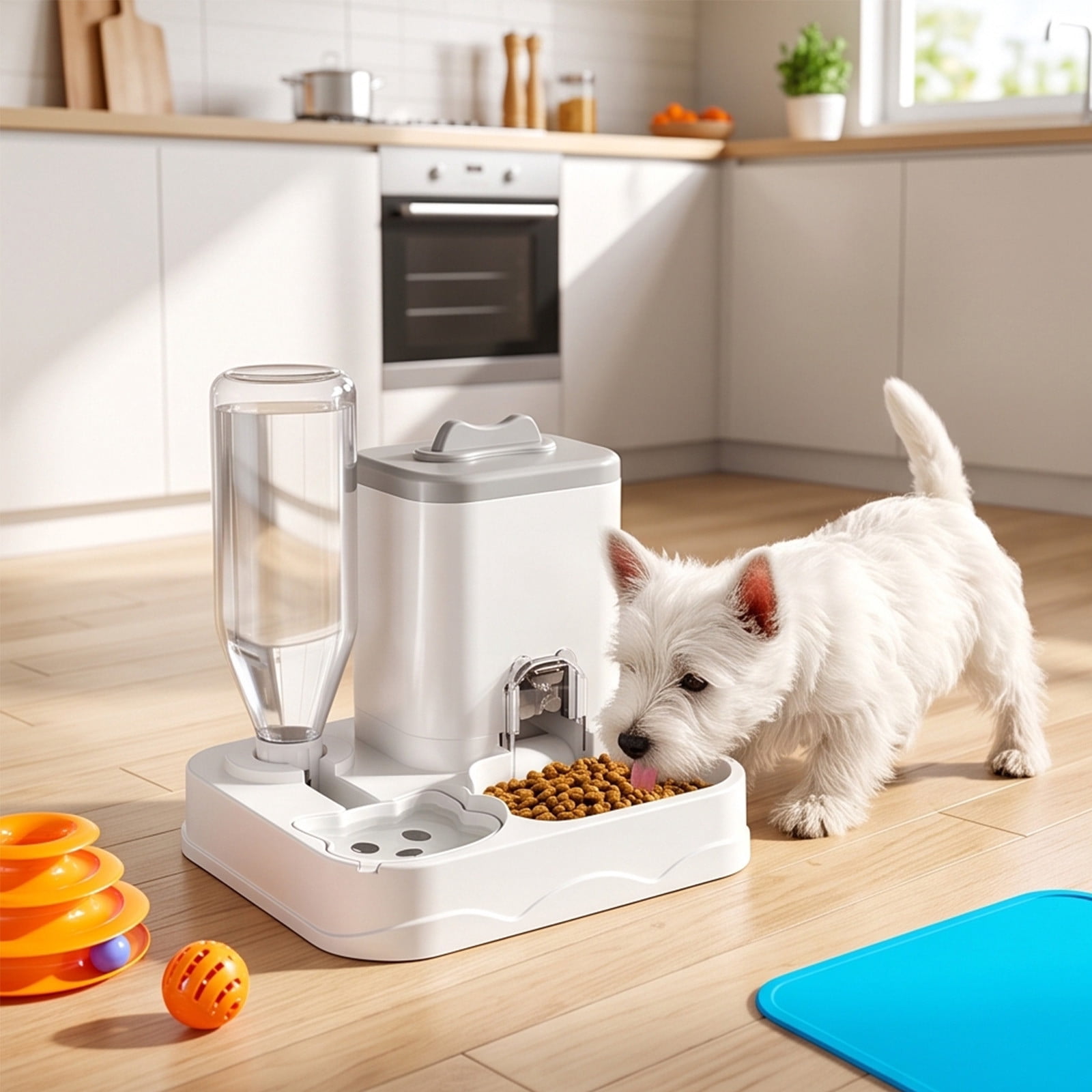 Automatic Dog Feeder and Water Dispenser Combo with Non-Skid Large