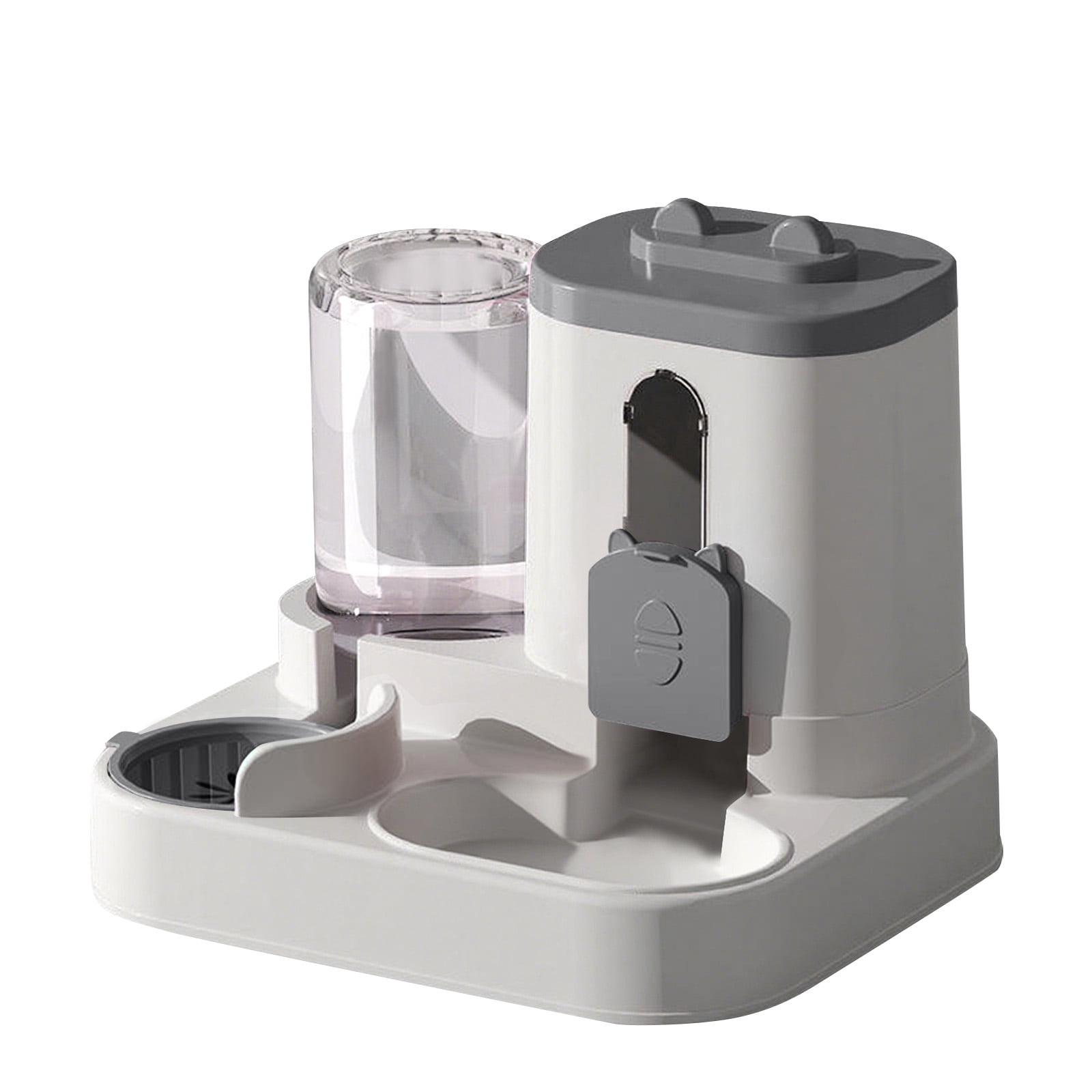 Automatic Dog Feeder and Dog Water Dispenser with Large Capacity Gravity Self Feeding Station for Medium Dogs and Puppies and for Cat Bowls，Gray