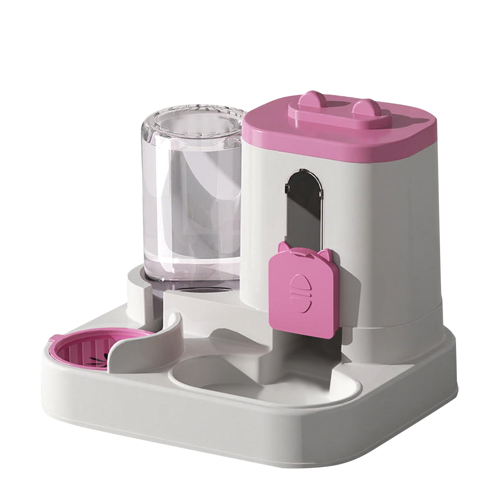 Automatic Dog Feeder and Dog Water Dispenser with Large Capacity Gravity Self Feeding Station for Medium Dogs and Puppies and for Cat Bowls，Pink