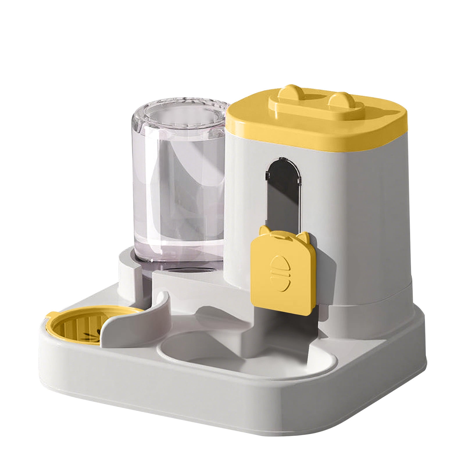 Automatic Dog Feeder and Dog Water Dispenser with Large Capacity Gravity Self Feeding Station for Medium Dogs and Puppies and for Cat Bowls，Yellow