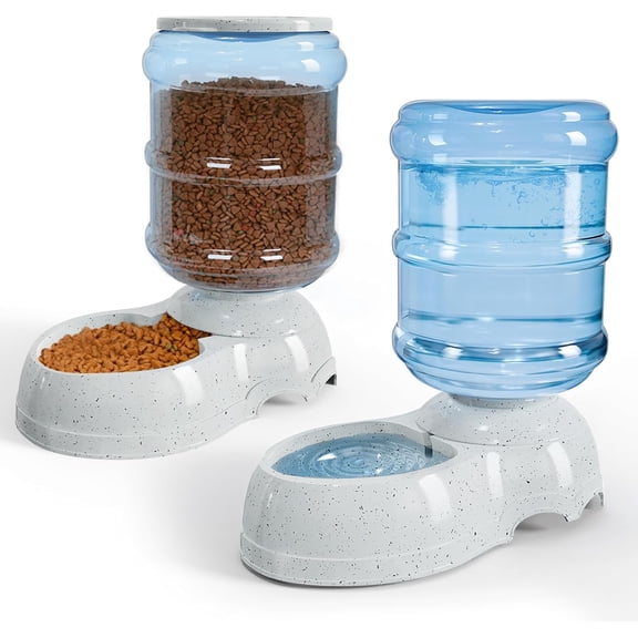 Automatic Dog Feeders, Gravity Pet Food Dispenser, Large Cat Dogs Water Bowl, 3 Gallon