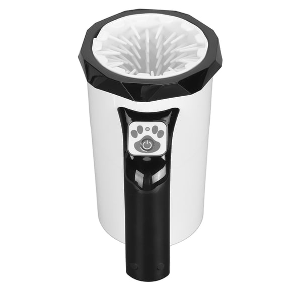 Automatic Dog Paw Cleaner, Rechargeable Electric Pet Foot Scrubber Cup with Soft Silicone Bristles for Muddy Paws, Portable Dog Foot Washer (7.09 x 4.53 Inches / 18 x 11.5 cm), Black-White