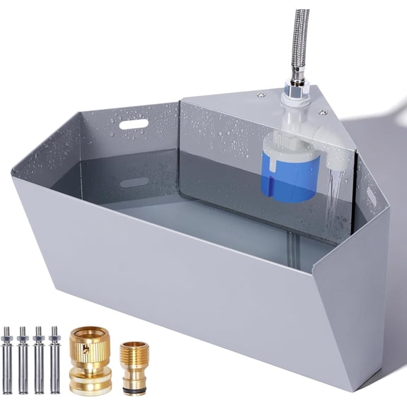 Automatic Dog Water Bowl, 1.6 Gallon Automatic Waterer with Float Valve, Self-Filling Dog Water Dispenser for Large Breed, Hanging Dog Water Feeder for Crate & Outdoor Use