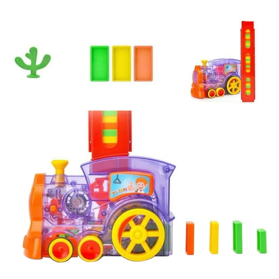 Automatic Domino Train Toy - 60/80/100 Pcs, New Upgrade Electric Train Dominoes Set for Kids Boys and Girls