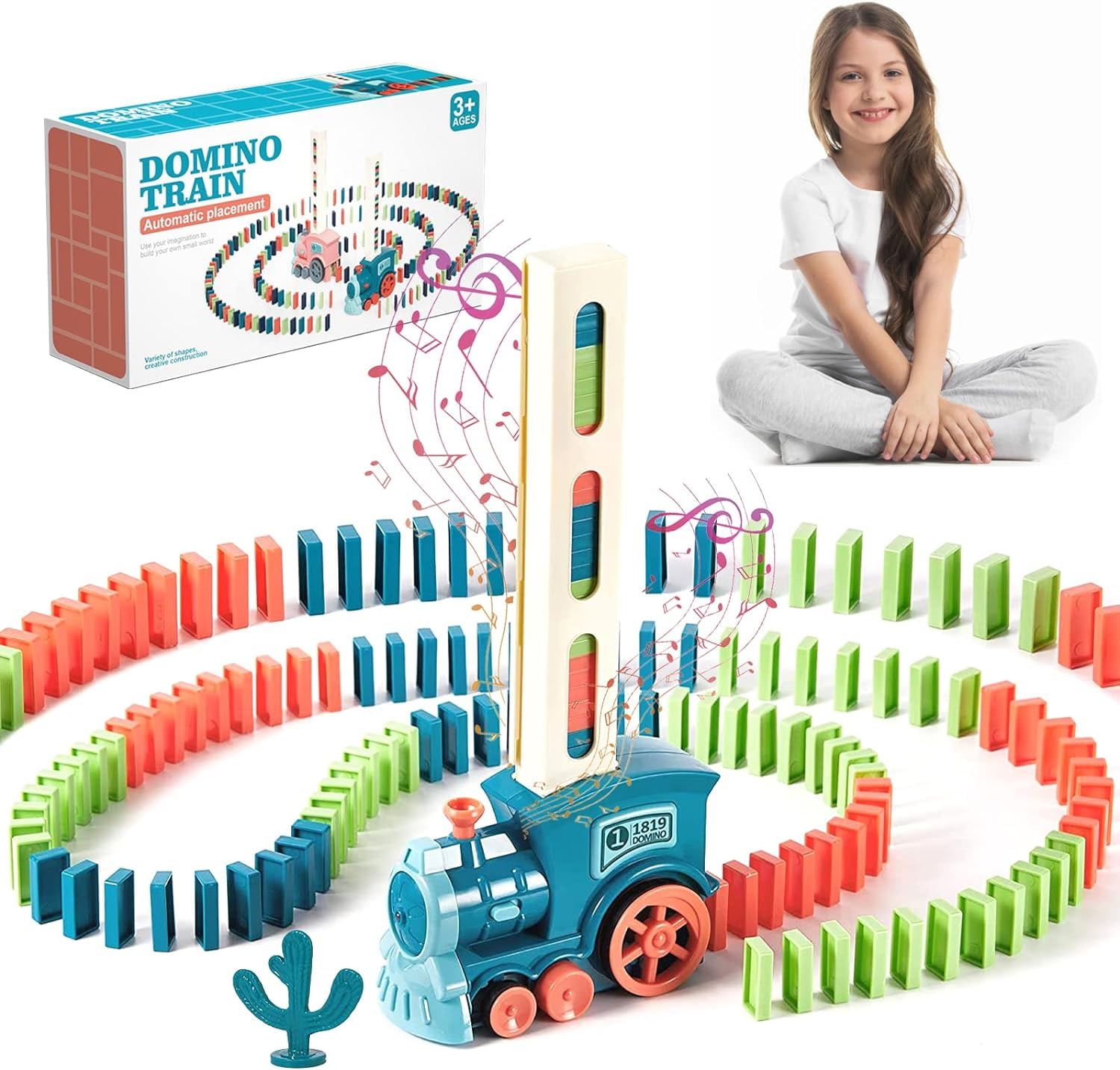 Automatic Domino Train Toy Set 180 Pcs, Creative Electric Domino Train