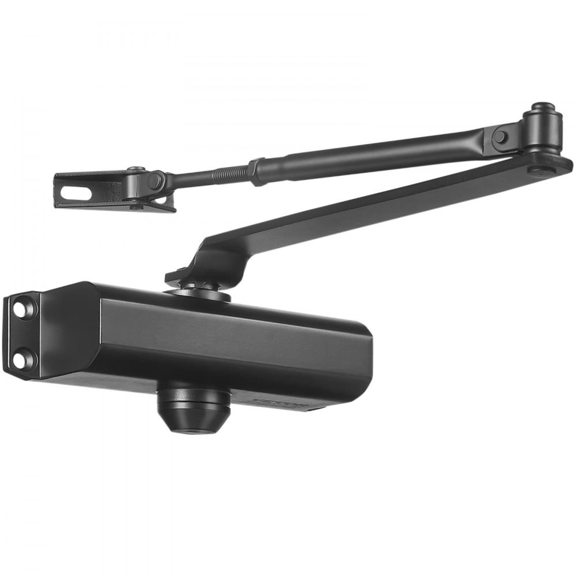 Automatic Door Closer for Commercial or Residential Use, Adjustable Hydraulic Buffer, Heavy Duty Cast Aluminum Body Supports Doors Up to 187 Lbs, Easy Installation - Black