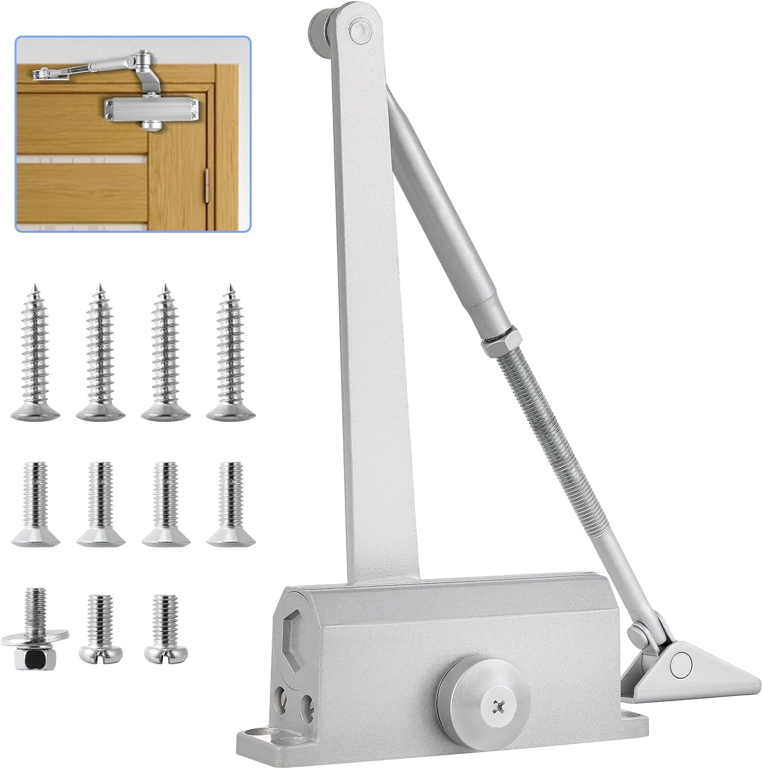 Automatic Door Closer with Hold Open, Hydraulic Adjustable Spring Door Closer, Top Jamb Mounting