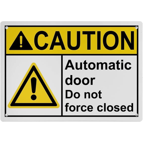 Automatic Door Do Not Force Closed Sign, Industrial Automatic Entrance Sign 8"x12" UV Resistant for Indoor Outdoor Workplace