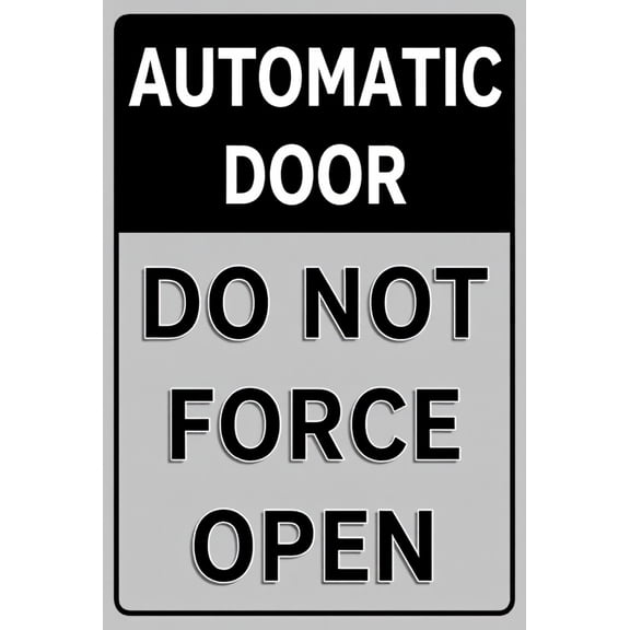 Automatic Door Do Not Force Open Aluminum Metal Warning Sign - 8"x12" UV-Resistant Waterproof Easy to Install for House Business