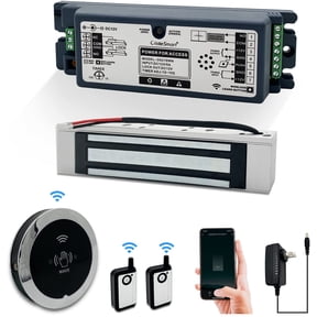 Automatic Door Opener Lock Kit,WIFI APP Control Door System,400lb Electic Magnetic Door Lock System Kit with Remote and Receiver, paired with Wireless Metal Touchless Round Switch
