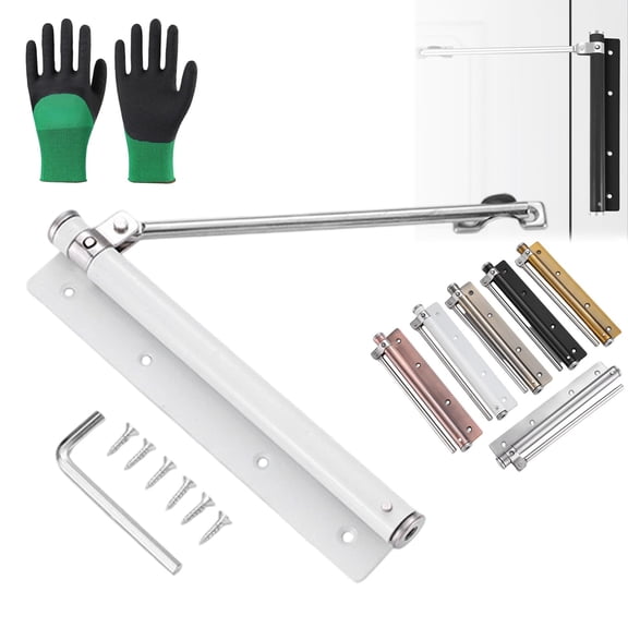 Automatic Door Self-Closing Hinge, Quiet Stainless Steel Automatic Door Closer, Adjustable Catch Speed Closurewith Screw for Home Office, Easy to Install (White)