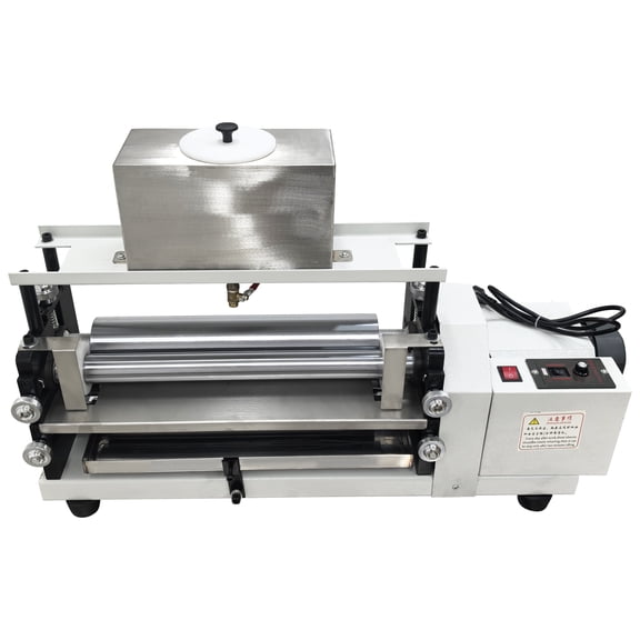 Automatic Double-Sided Gluing Machine 15.35" Steel Roller Glue Coating Machine for Paper Leather Craft 110V