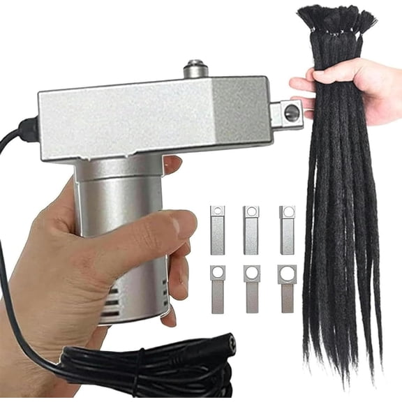 Automatic Dreadlocks Maker Machine, Electric Dreadlock Tool for Braiding Hair with 6 Interchangeable Holes, Instant Dreadlocks Tool for Natural, Synthetic & Faux Locs, Fast & Easy Hair Styling
