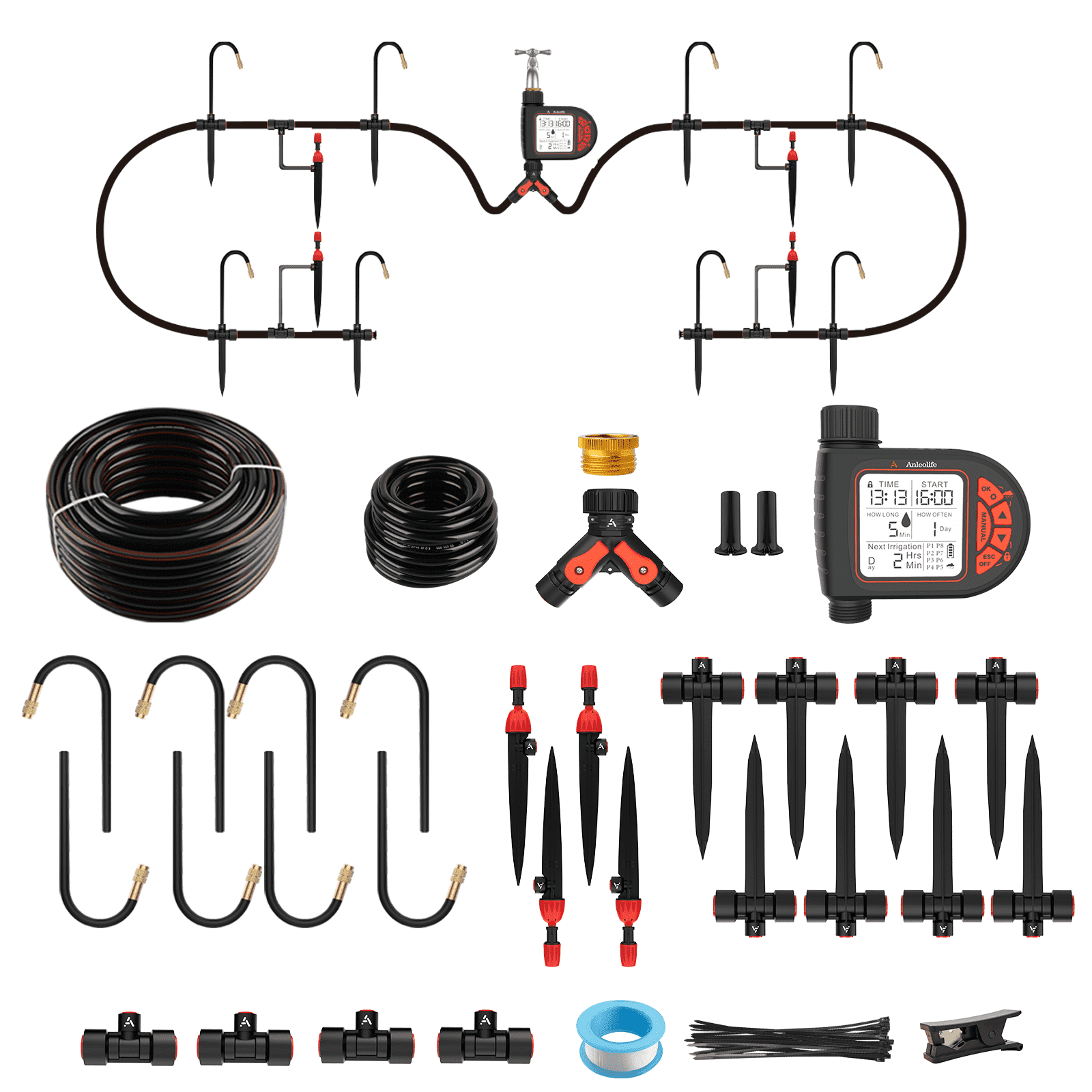 Automatic Drip Irrigation Kit 82.4FT with Water Timer, 8 Custom ...