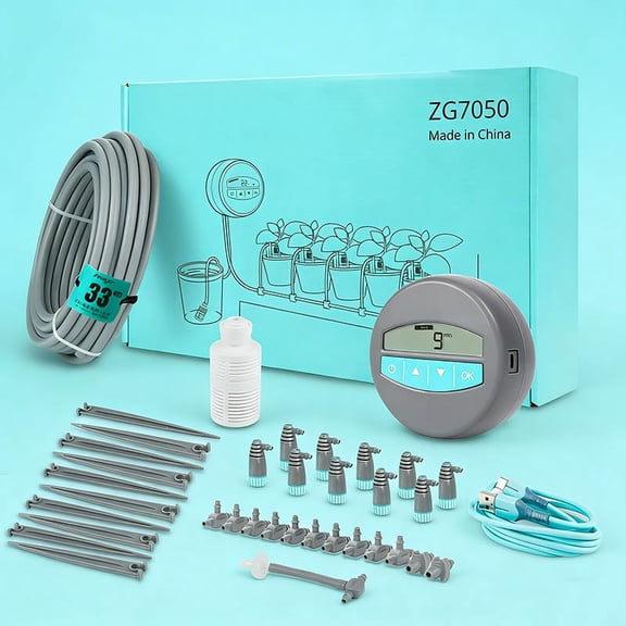 Automatic Drip Irrigation Kit with Digital Programmable Water Timer, Potted Indoor Outdoor Houseplants Support, Smart DIY Watering Schedules and Modes