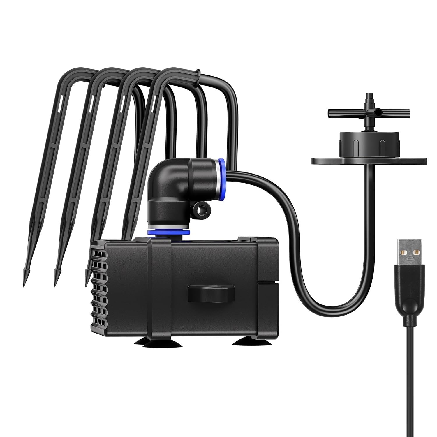Automatic Drip Irrigation Kit Smart Watering System with 16/8/4 Drip Emitters, 4mm Fast Flow, App-Controlled A10 GrowHub, Quiet 15W Pump, Anti-Siphon & Filtered for Indoor & Outdoor Plants