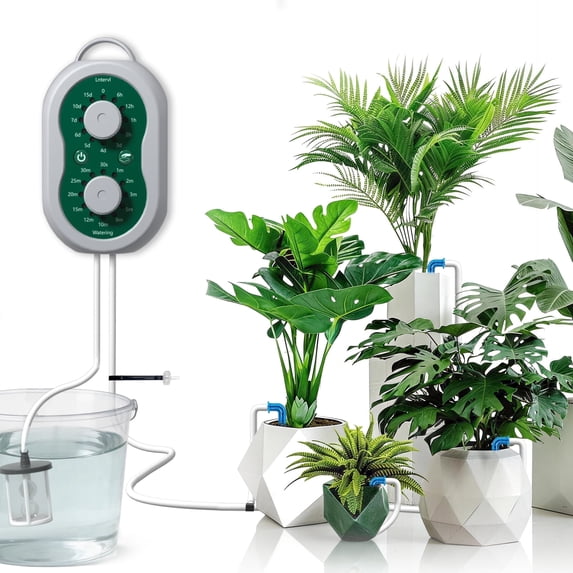 Automatic Drip Irrigation System for Garden with USB & Timer, 50FT Plant Watering Devices for 15 Pots, IP65 Waterproof 2200mAh Watering System for Indoor Outdoor Lawn Farm Greenhouse Balcony Patio