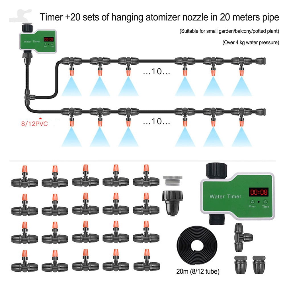 Automatic Drip Irrigation System Kit Plant Water Timer Watering Garden ...