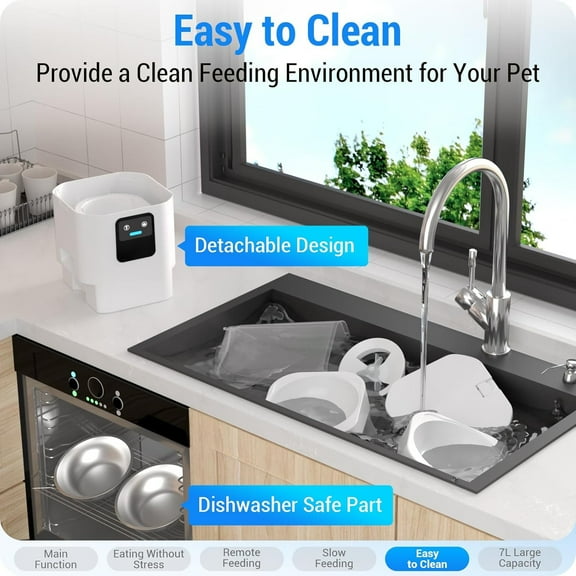 Automatic Dual Cat Feeder with Slow Feed, 5G WiFi Smart Pet Food Dispenser with Alexa, 29 Cup (7L) Large Capacity for Multiple Cats & Dogs, Detachable for Easy Cleaning