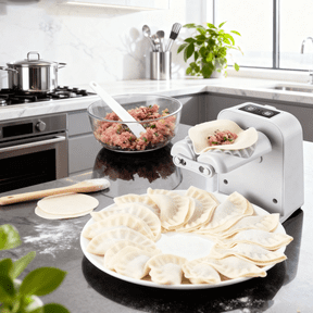 Automatic Dumpling Maker Machine, Electric Auto Dumpling Press Maker, ABS Material, 6.1 x 4.1 x 4.8 in / 15.5 x 10.3 x 12.3 cm, Easy Dumpling Maker, DIY Kitchen Tool, Light Grey