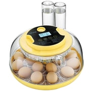 Automatic Egg Incubator with 360 View Window LED Candler Temperature Humidity Control Auto Turner Water Refill for 18 Chicken Duck Goose Quail Eggs