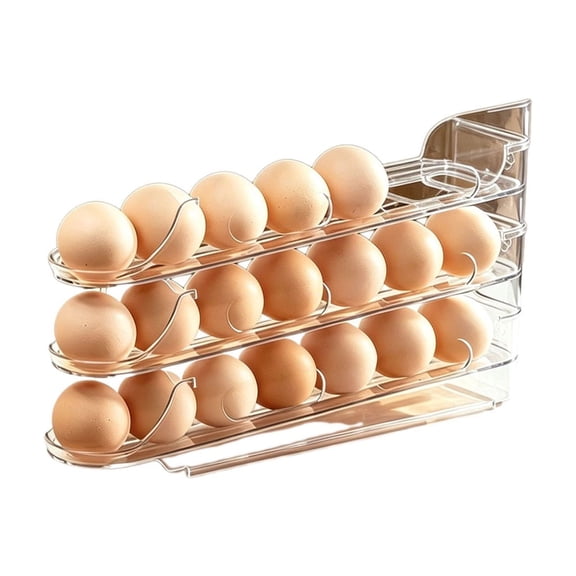 Automatic Egg Storage Container, Drawer Style Fridge Organizer with Removable Trays, Holds 14-21 Eggs, Space Saving Refrigerator Egg Holder for Kitchen Organization，3 pack
