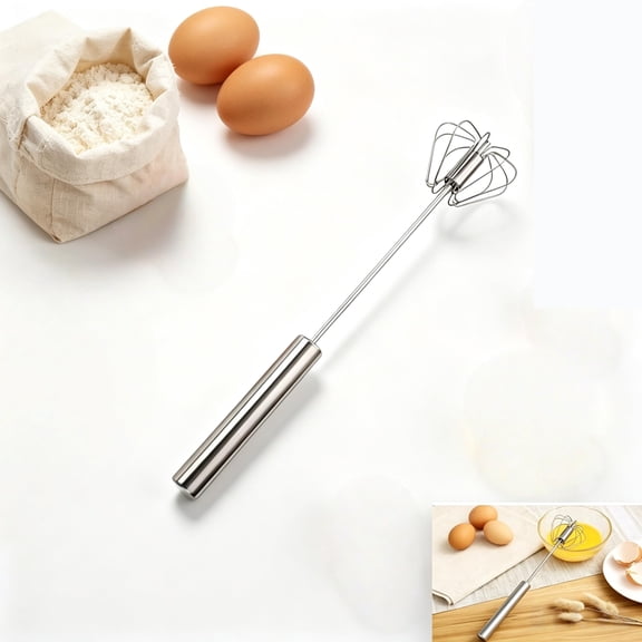 Automatic Eggbeater Easy Whisk, Manual Hand Push Egg Beater Mixer Stainless Steel for Kitchen Baking Cream Batter Sauce Coffee and Egg Scrambling