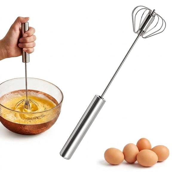 Automatic Eggbeater Easy Whisk, Manual Hand Push Egg Beater Mixer for Kitchen Baking, Cream, Batter and Egg Scrambling
