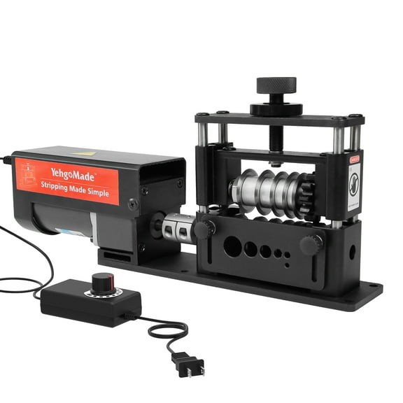 Automatic Wire Stripping Machine with Upgraded Motor  Electric Cable Stripper Tool, 6 Channels & 5 Blades, Fits 250MCM to 14AWG, Fast Copper Recycling