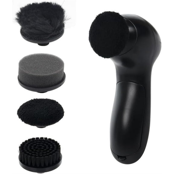 Automatic Electric Shoe Shiner, Portable Shoe Polisher Kit, Multifunctional Electric Shoe Polisher Machine, Portable Care Leather Kit with 4 Four Replacement Brush Heads for Travel/Camping