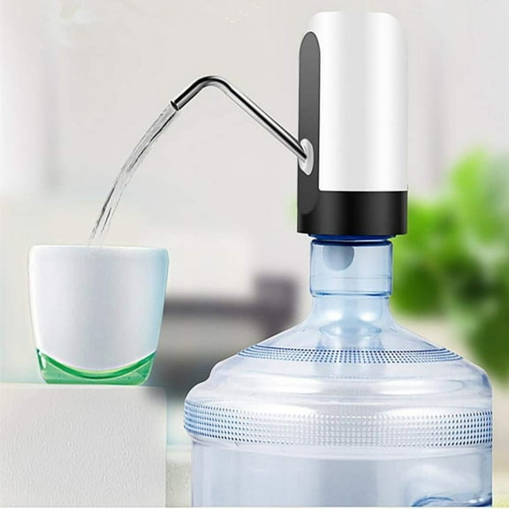 Automatic Electric Water Pump Dispenser Portable Drinking Water Pump Dispenser Switch with LED Light USB Android Charge Port for Home Kitchen Office (Fits Most 1.18-5 Gallon Water bottle)-White