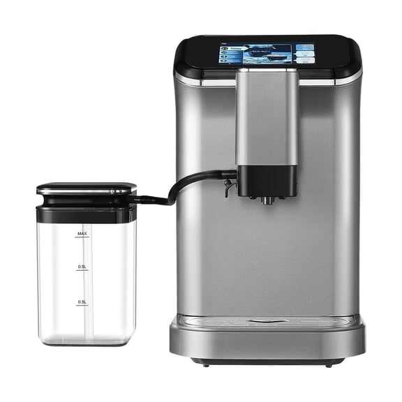 Automatic Espresso Machine with Milk Frother - 20 Bar Super-Automatic Coffee Maker with Grinder, TFT Touch Screen, 15 Grind Settings, Cappuccino & Latte