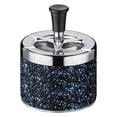thumbnail image 1 of Automatic Extinguishing Metal Ashtray for Home and Desktop Decorative Compact Cigarette Ashtray with Rotating Cover Souvenir 9.7X12cm (Dark Blue,Dark Blue,White), 1 of 3