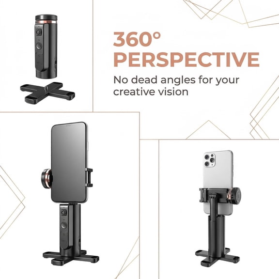 Automatic Face-Tracking Tripod: 360 Rotating Smartphone Mount with AI Tracking & Gesture Control. 1200mAh Battery for Live Streaming, TikTok, Vlogging.