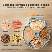 Automatic  Feeder Wet&Dry Food - Cordless Pet Food Dispenser with Refrigerated Container & 2 Ice Packs - 4 Meals Per Day - White