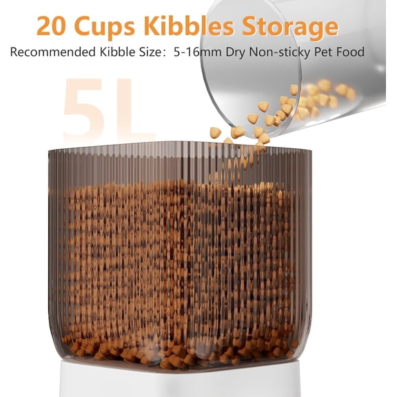 Automatic Feeder with Camera, 5G WiFi Pet Feeder with APP Control & Dual Power Supply 1080P HD Video with Night Vision for & Dog (Video)