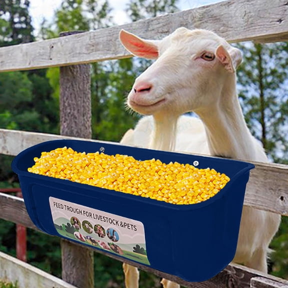Automatic Feeders for Outdoor Animals Hanging Fence Feeder Trough with for Poultry Livestock and, 29.8x13x12.5 cm, Blue