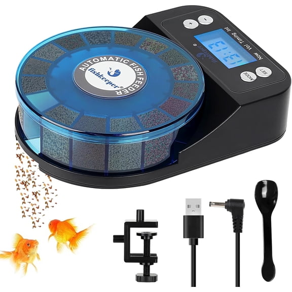 Automatic Fish Feeder for Aquarium - 2025 Upgraded Rechargeable and Precision Auto Dispenser Betta & Turtle, Moisture Proof Vacation Self Feeding(Memory Function)
